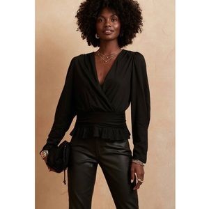 Banana Republic Factory Black Wrap Blouse